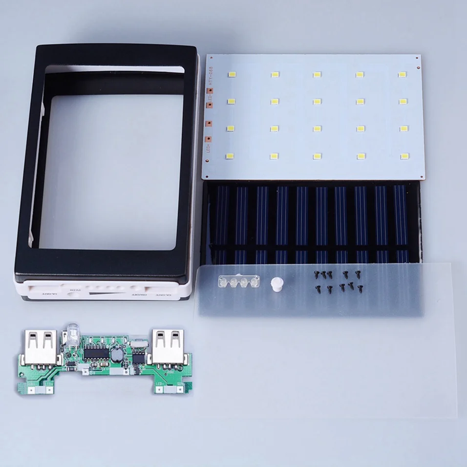 5V 2A PCBA Motherboard Universal Solar Power Bank Case DIY Box Dual USB 20Pcs LED 5x18650 Powerbank KIT(No Battery) | Электроника
