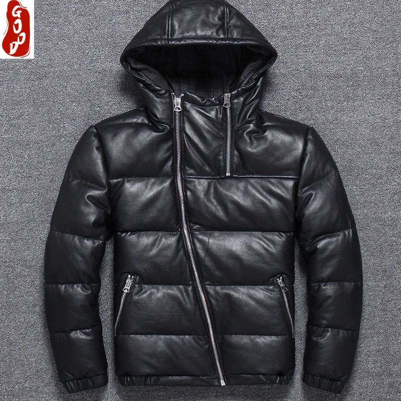 

Winter Men's Genuine Leather Jacket Men 100% Real Cow Leather Duck Down Coat Male Motorcycle Leather Jackets Coats 2021