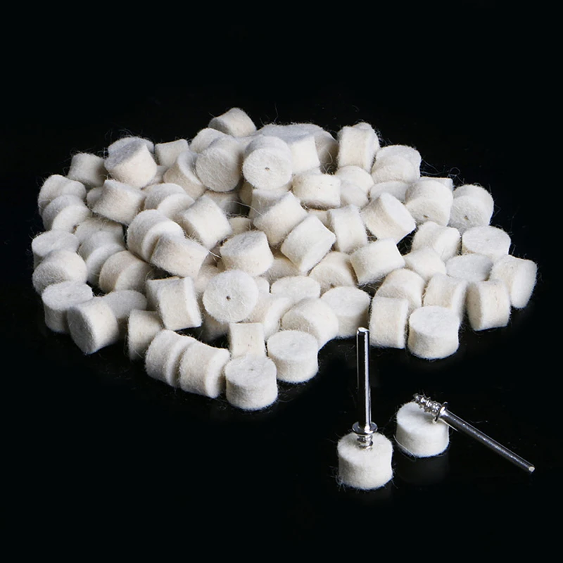 

100Pcs Wool Felt Polishing Buffing Pad 13mm + 2 Shank For Grinding Wheel P82D