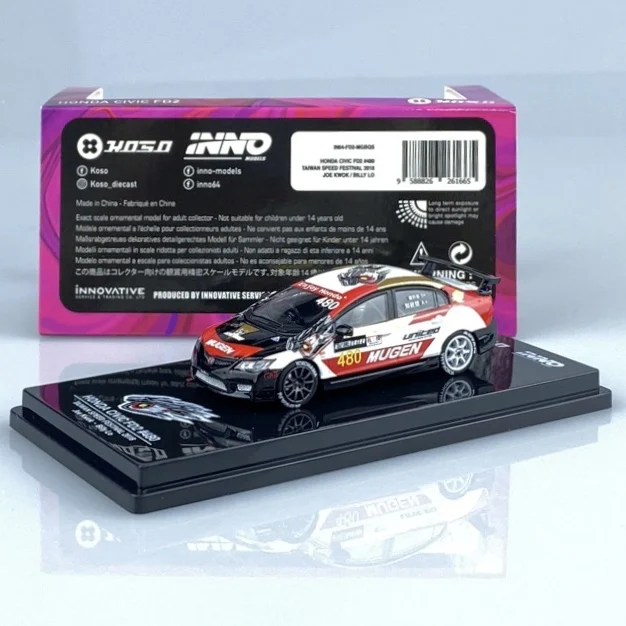 

INNO Car 1:64 2018 Honda civic FD2 #480 Mugen BENQ Edition Collection Metal Die-cast Simulation Model Cars Toys