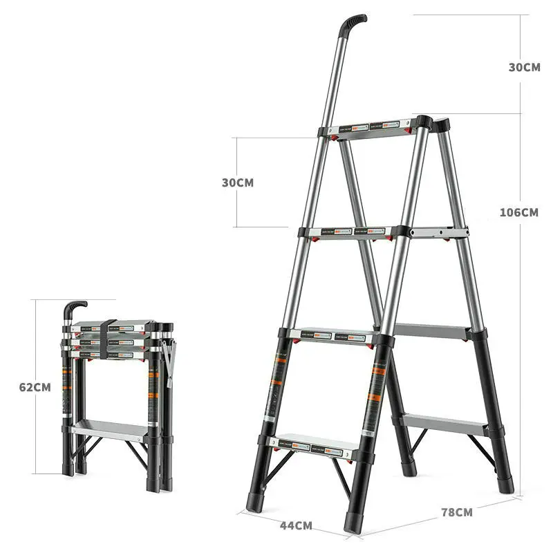 1.36M Aluminum Alloy Multifunctional Telescopic Ladder Home Folding Herringbone Ladder Reinforced Anti-sway Engineering Ladder