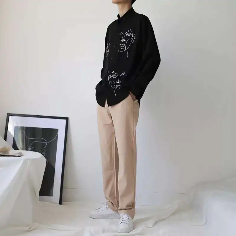 

2021 New Summer Blouse Shirt Female Cotton Face Printing Full Sleeve Long Shirts Women Tops Ladies Clothing