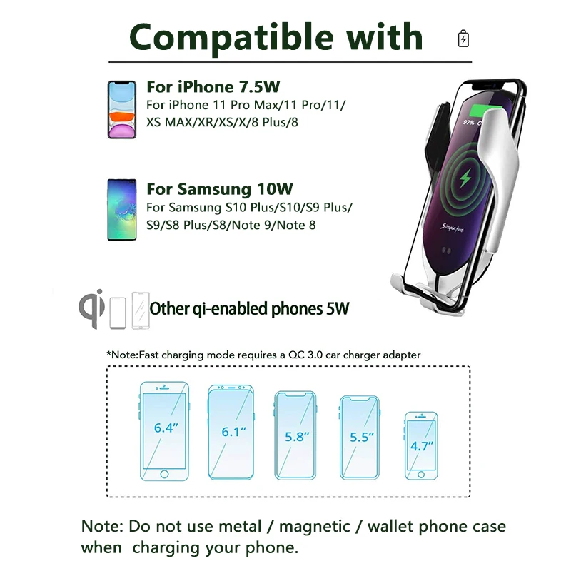 Автоматический датчик R1 автомобильный держатель телефона беспроводные зарядные