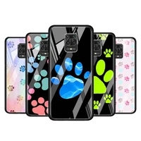 dog foot paw for xiaomi redmi note 10 pro max 10s 9t 9s 9 8t 8 7 pro 5g luxury tempered glass phone case cover