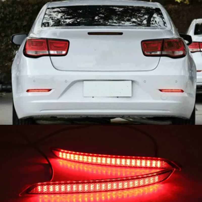 2pcs LED Red Len Rear Bumper Reflector LED Stop Brake Tail Light Lamp For Chevrolet Malibu 2016-2018 Car Accessories