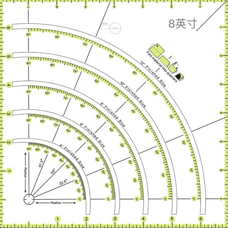 

Quilt Circle Cutter Ruler,Multifunctional Arc Cutting Patchwork Ruler DIY Tools with Double Colored Lines Drop Ship