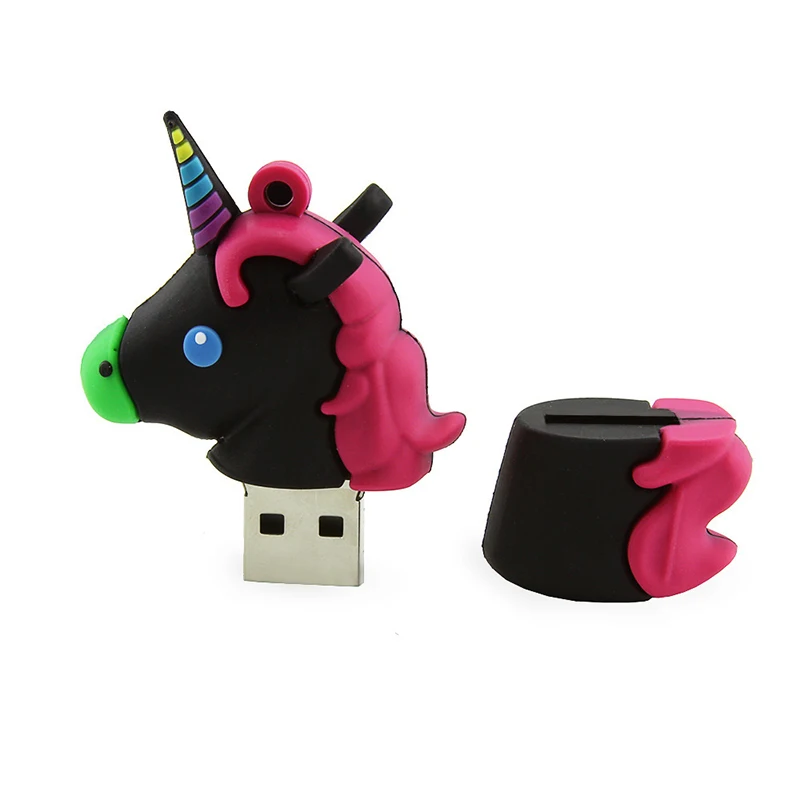 Мультфильм единорог лошадь флэш накопитель 128 ГБ USB флеш 1Гб ТБ 512 256 милый флешки