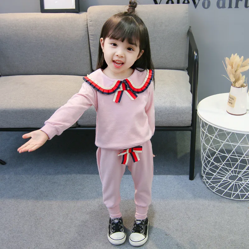 Комплекты одежды в школьном стиле для маленьких девочек топ с длинными рукавами