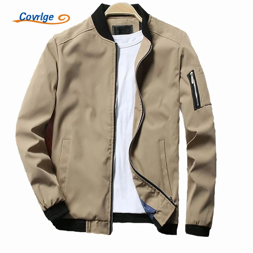 

Covrlge Spring New Men's Bomber Zipper Jacket Male Casual Streetwear Hip Hop Slim Fit Pilot Coat Men Clothing Plus 4XL MWJ146