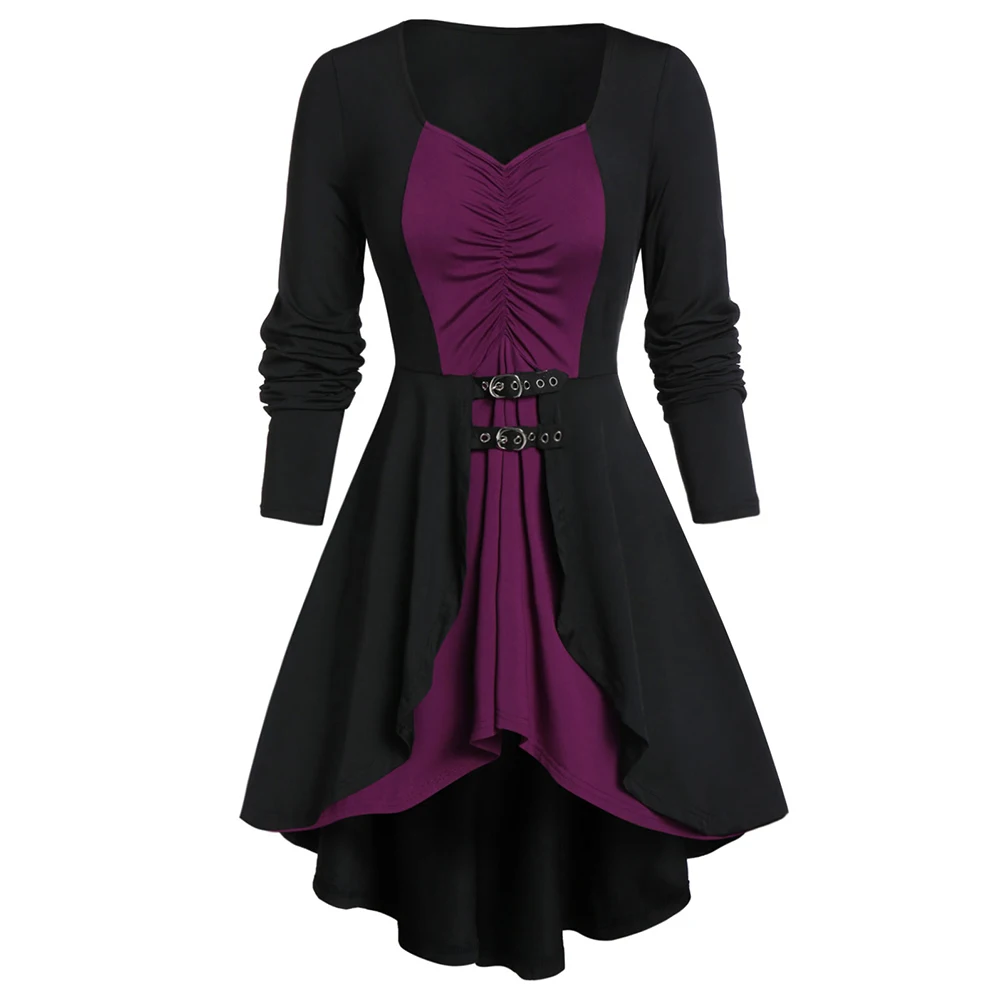 ROSEGAL размера плюс Контрастная туника на шнуровке Милая футболка с воротником