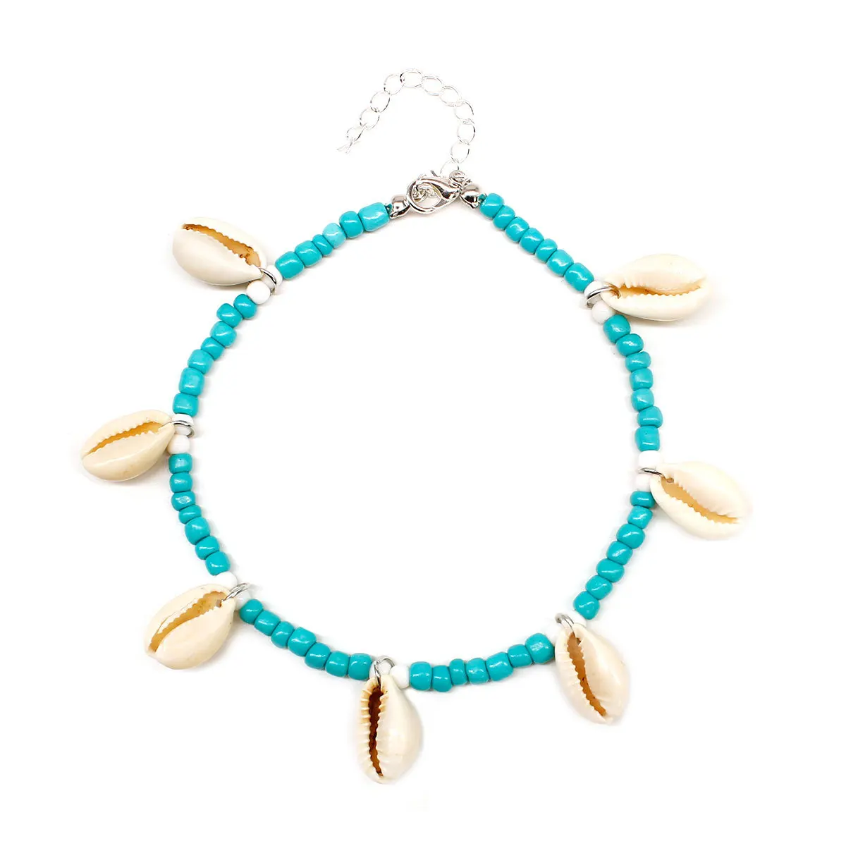 

European and American cross border foot jewelry Shell Beach Anklet women's fashion hand woven rice bead foot ring k215