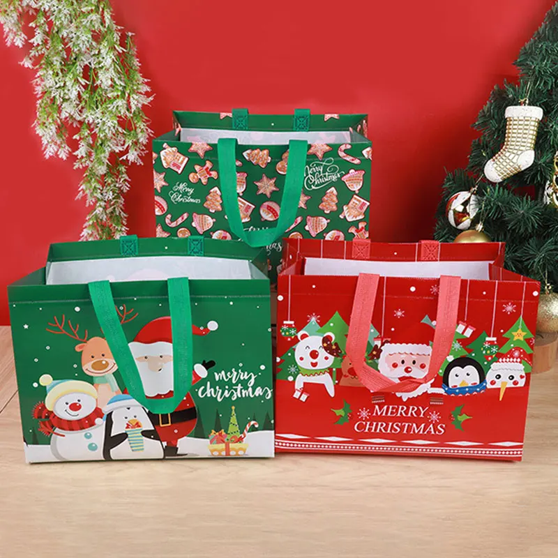 

Милые Мультяшные сумки в рождественском стиле с принтом женская Нетканая Большая Сумка Многофункциональная портативная Экологически чист...