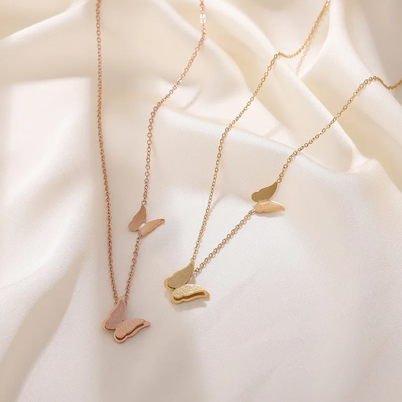 

Butterfly Necklace female 2021 new non fading titanium steel chain design Women Pendant Necklaces Fine Animal