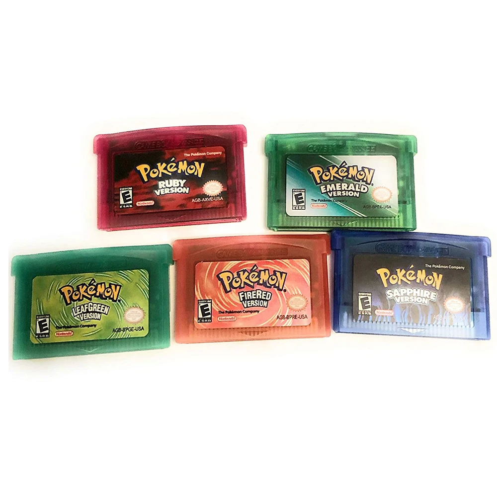 

32 Bit Video Game Cartridge Console Card for Poke mon 5-Pack GBA Emerald FireRed LeafGreen Ruby Sapphire with Shiny Label