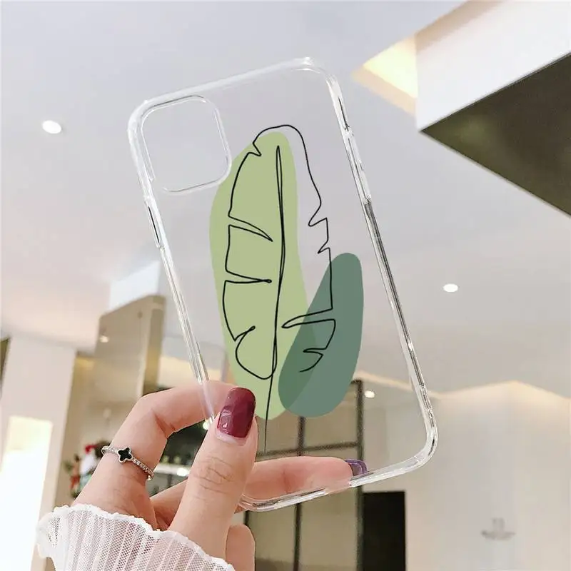 

Art leaf flower design retro Phone Case Transparent for iPhone 6 7 8 11 12 s mini pro X XS XR MAX Plus SE cover funda