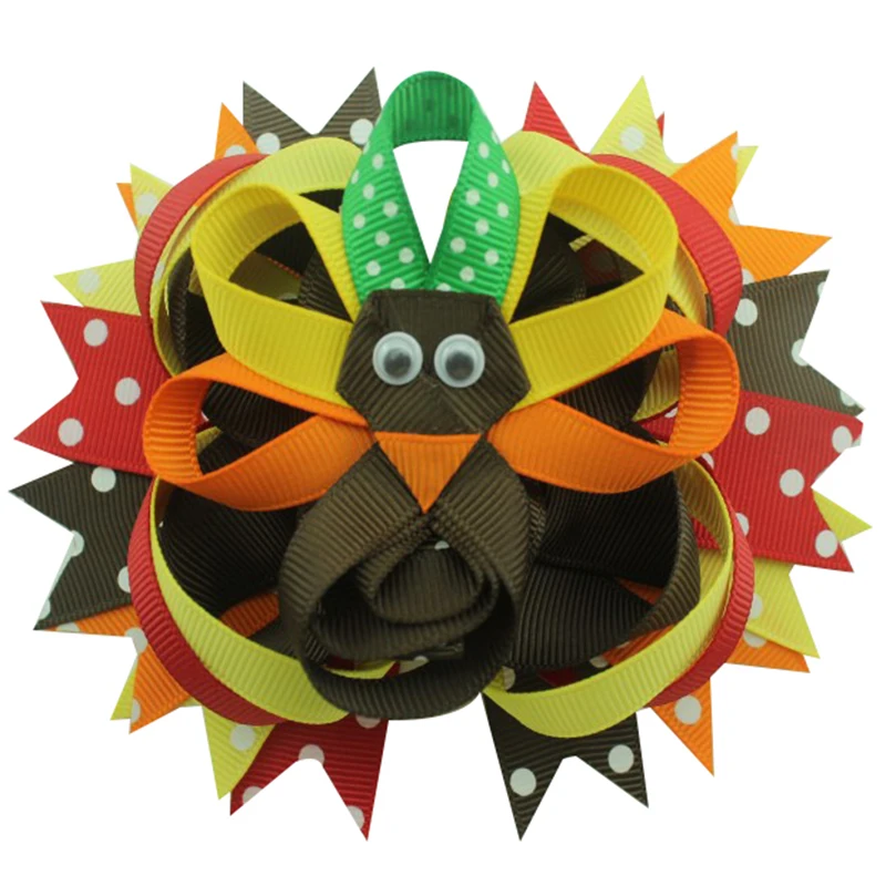 6 P 5 дюймов День благодарения бант из перьев для волос подарки девушек и женщин