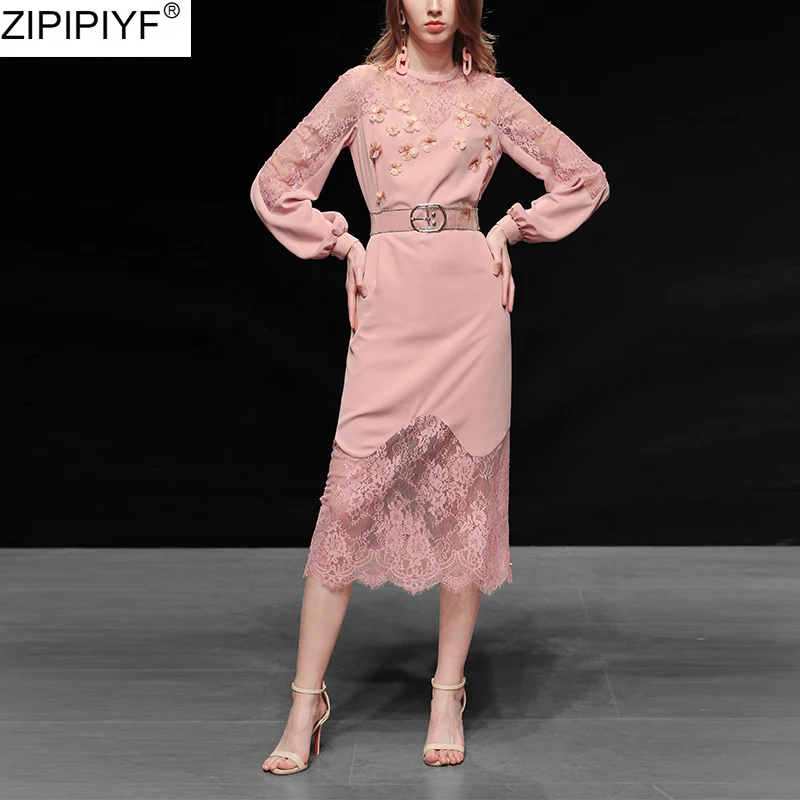2020 женское весеннее элегантное платье с круглым вырезом и длинным рукавом