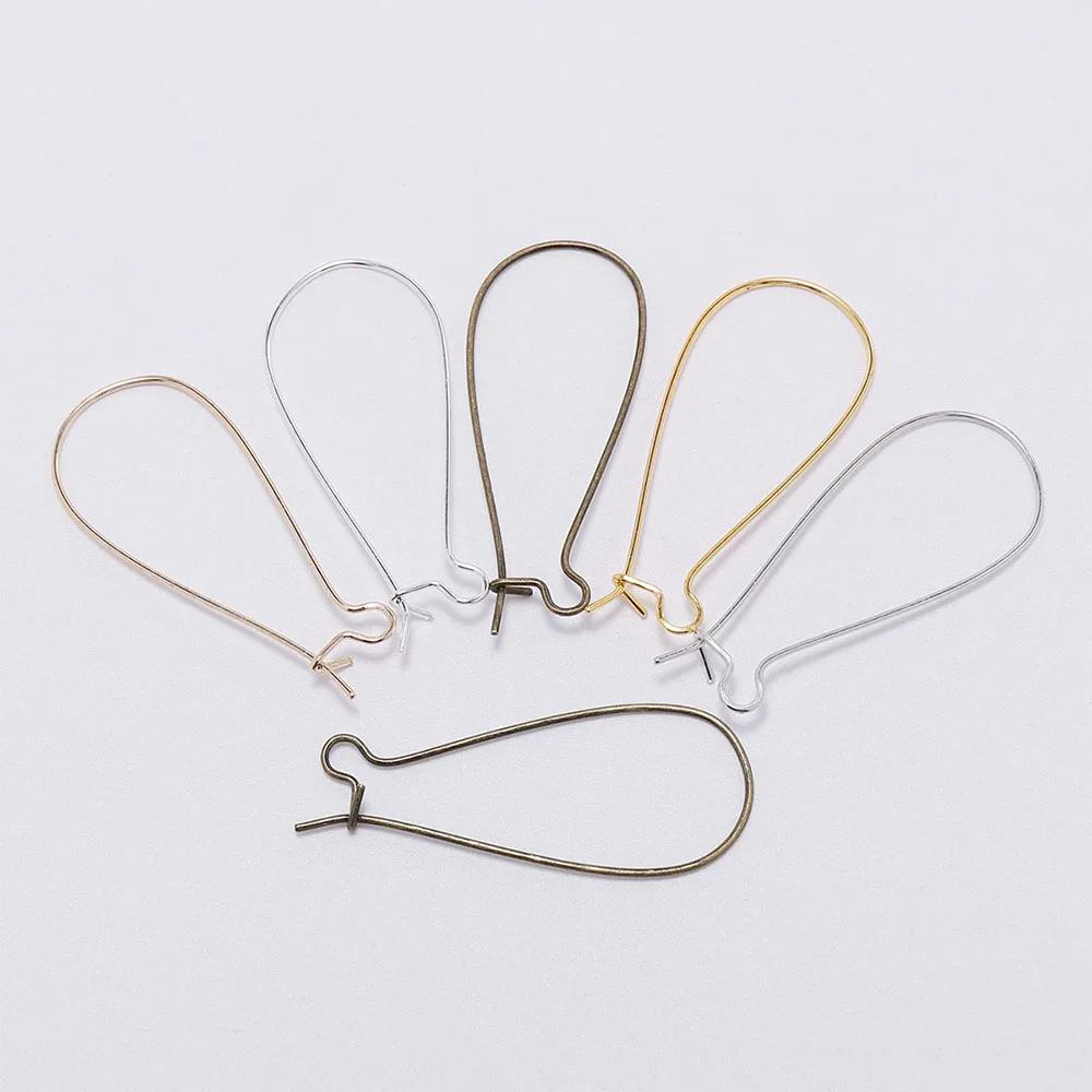

50Pcs 18-38mm Metal Plated Kidney Closable Earring Ear Wires Oval Ear Wire Earring Hooks For DIY Jewelry Making Accessories