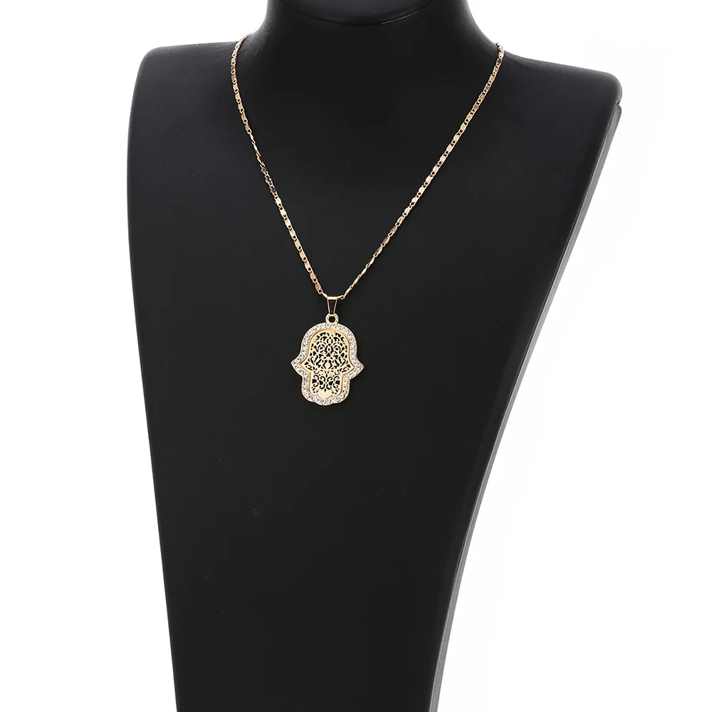 Lucky Collares Bijoux Femme Хамса рука начальная ожерелье для женщин золотые ювелирные изделия выдалбливают ключицы Звено Цепи Подвеска колье
