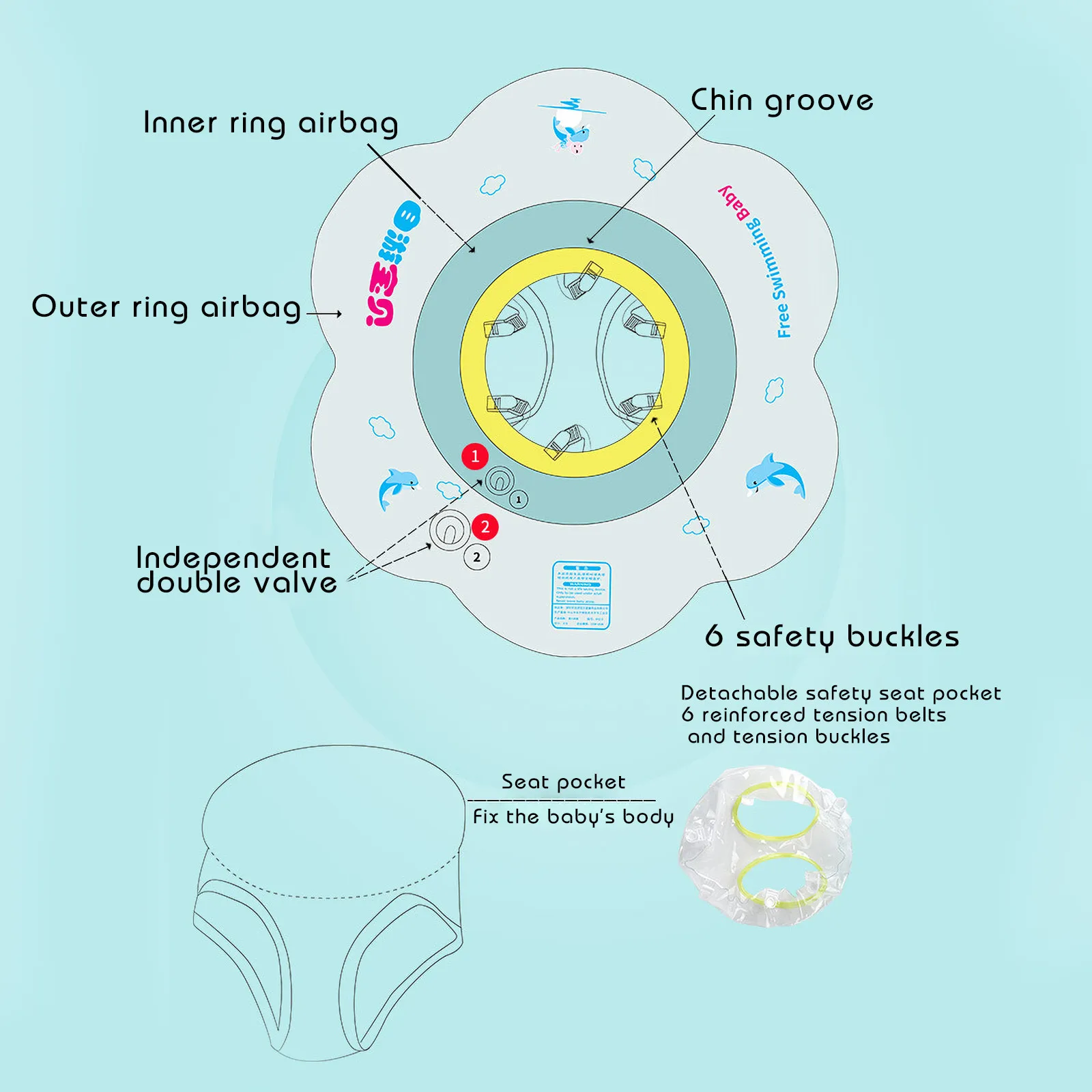 

Pool Float Children's Inflatable Swimming Ring, Child Seat Ring, Baby Waist Ring pool accessories flotador piscina