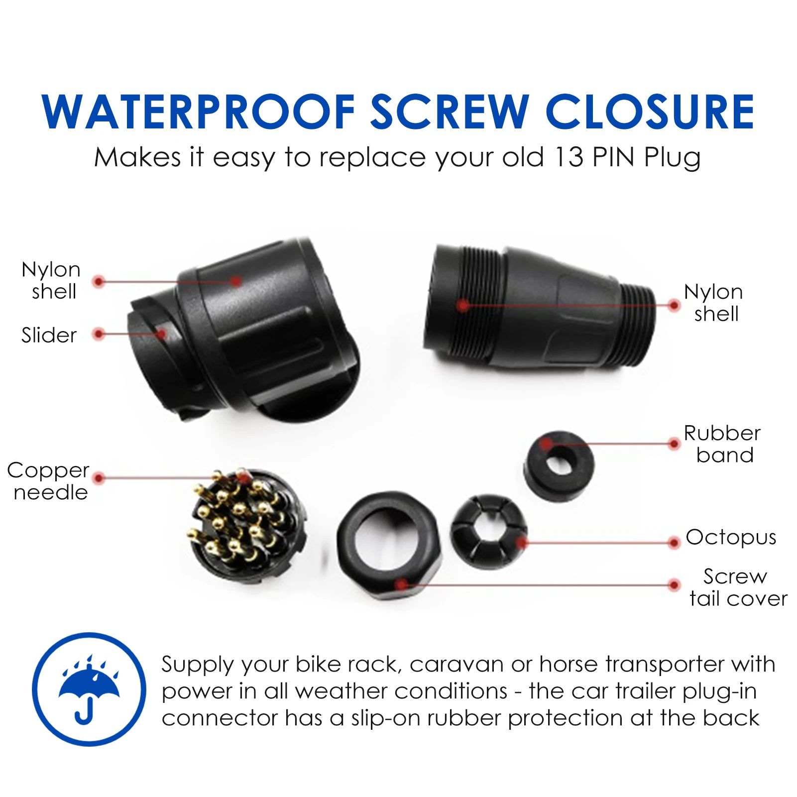 13-Pin Trailer Connector Parts Plug And Socket Nylon Adapter Euro Bolt For 12 V Vehicles Competent | Автомобили и мотоциклы