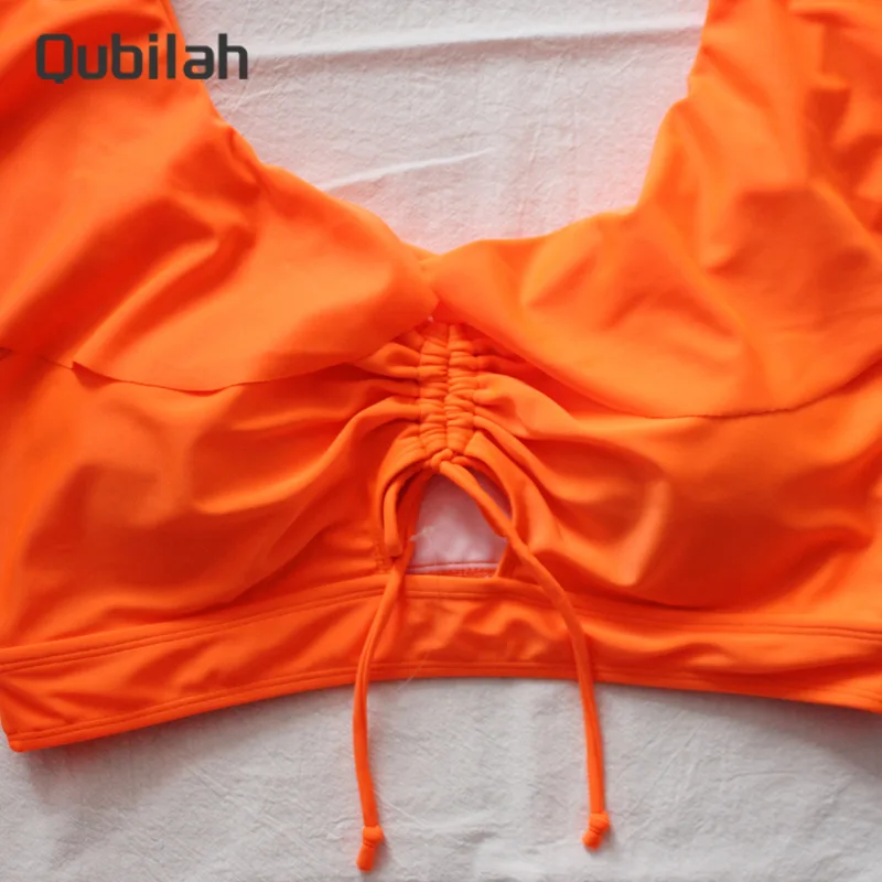 

Floral Print Pleated Bandeau Bikini Swimwear Women Two Piece Plus Size Beach Wear Swimsuit 2021 Bathing Suit Summer Biquini XXL