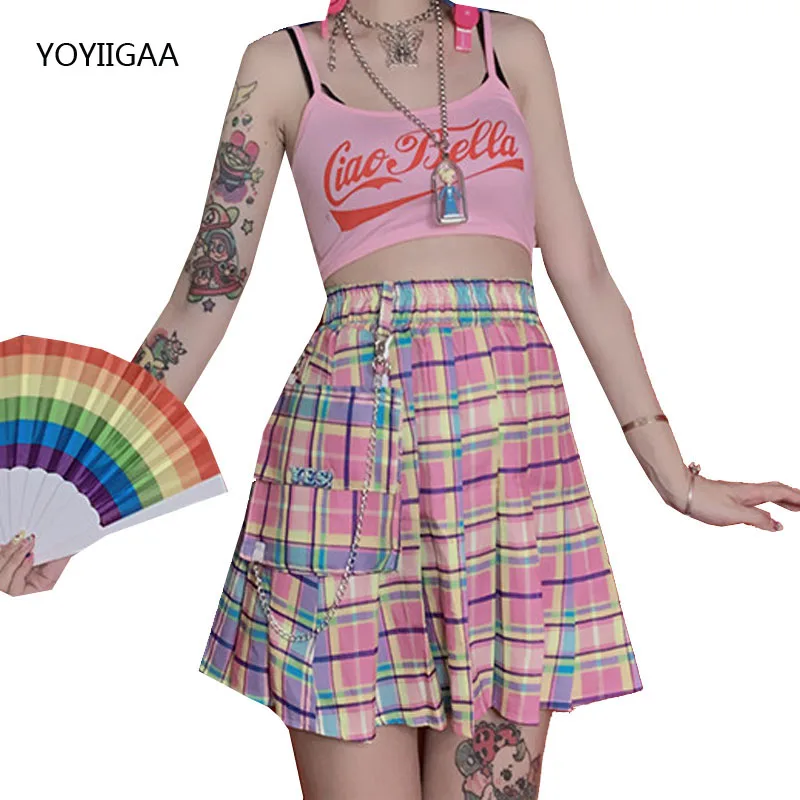 Женская плиссированная юбка летняя трапециевидная мини-юбка с высокой талией