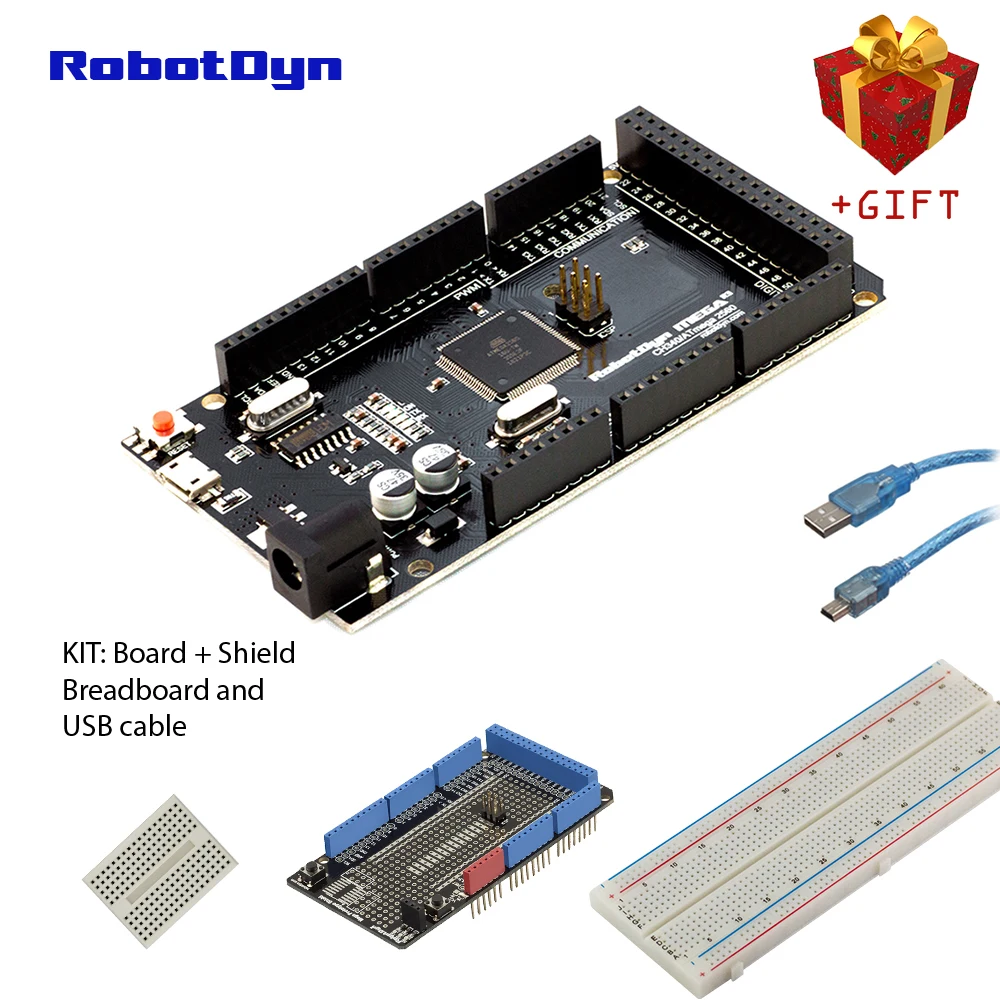 RobotDyn Мега 2560 R3 CH340G-ATmega2560-16AU, MicroUSB. Совместим с Arduino Mega 2560. С Загрузчиком