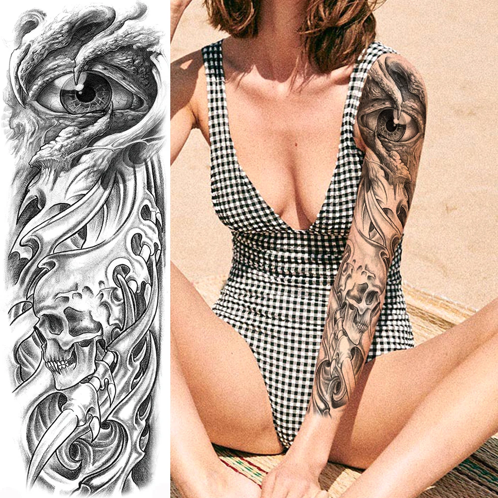 

Indian Men Fox Temporary Tattoos For Men Women Body Art Full Arm Sleeve Totem Realistic Tatoo Disposable Fake Tattoo Stickers