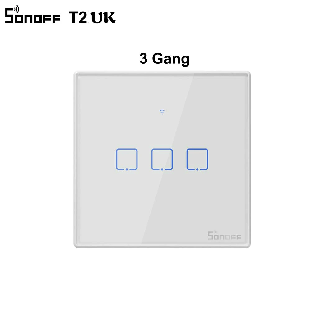 Sonoff T2 UK 3 Gang SONOFF T1 T2 T3 TX пульт дистанционного управления RF/Voice/APP/Touch control EU/US/UK Wifi умная потолочная лампа с ИК датчиком-выключателем сенсорный экран с Google Home Alexa - Цвет: Sonoff T2 UK 3 Gang