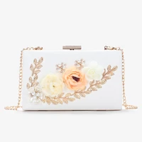 new fashion flower banquet holding dinner bag mini one shoulder messenger chain small square bag appliques designer party clutch