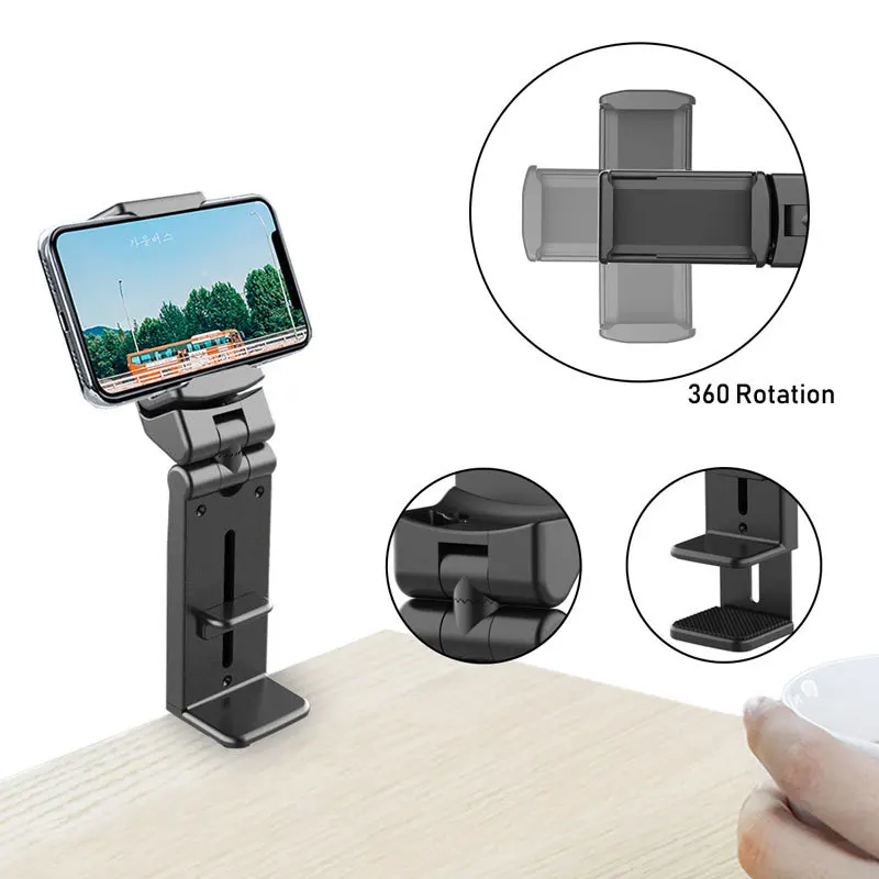 

Universal clip Clamp trip mobile phone bracket plane splint table Stand lazy Holder 360 Adjustable Live Broadcast 4-6.6 inch