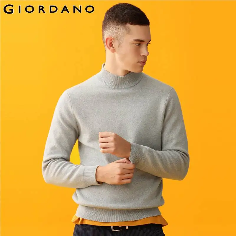 Giordano мужской пуловер с высоким воротом и длинными рукавами из натурального