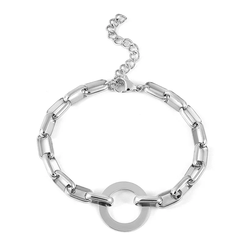 Винтажный круглый прямоугольный браслет-цепочка в стиле панк для мужчин и женщин