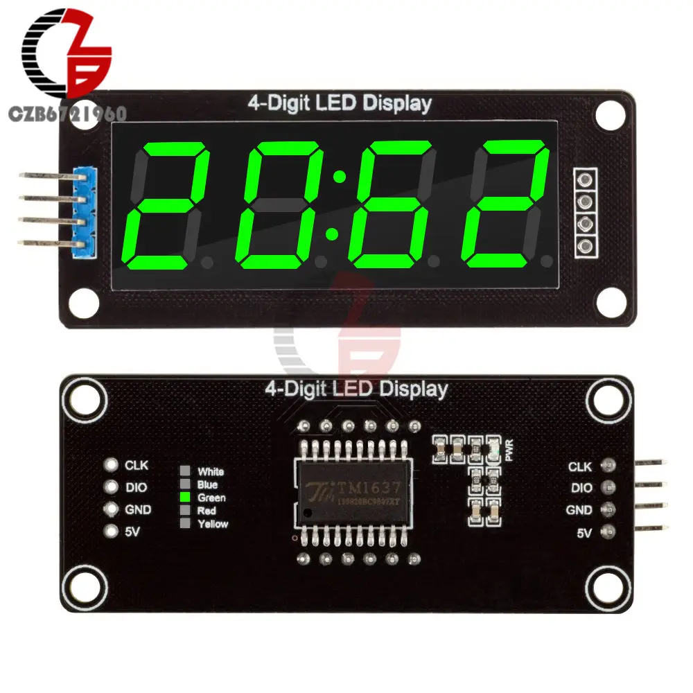 Green 0,5" цифровой светодиодный Дисплей модуль 4-значный 7-сегментный учета рабочего времени Дисплей трубка драйвер платы TM1637 5 цветов Набор" сделай сам "для Arduino - Цвет: Green