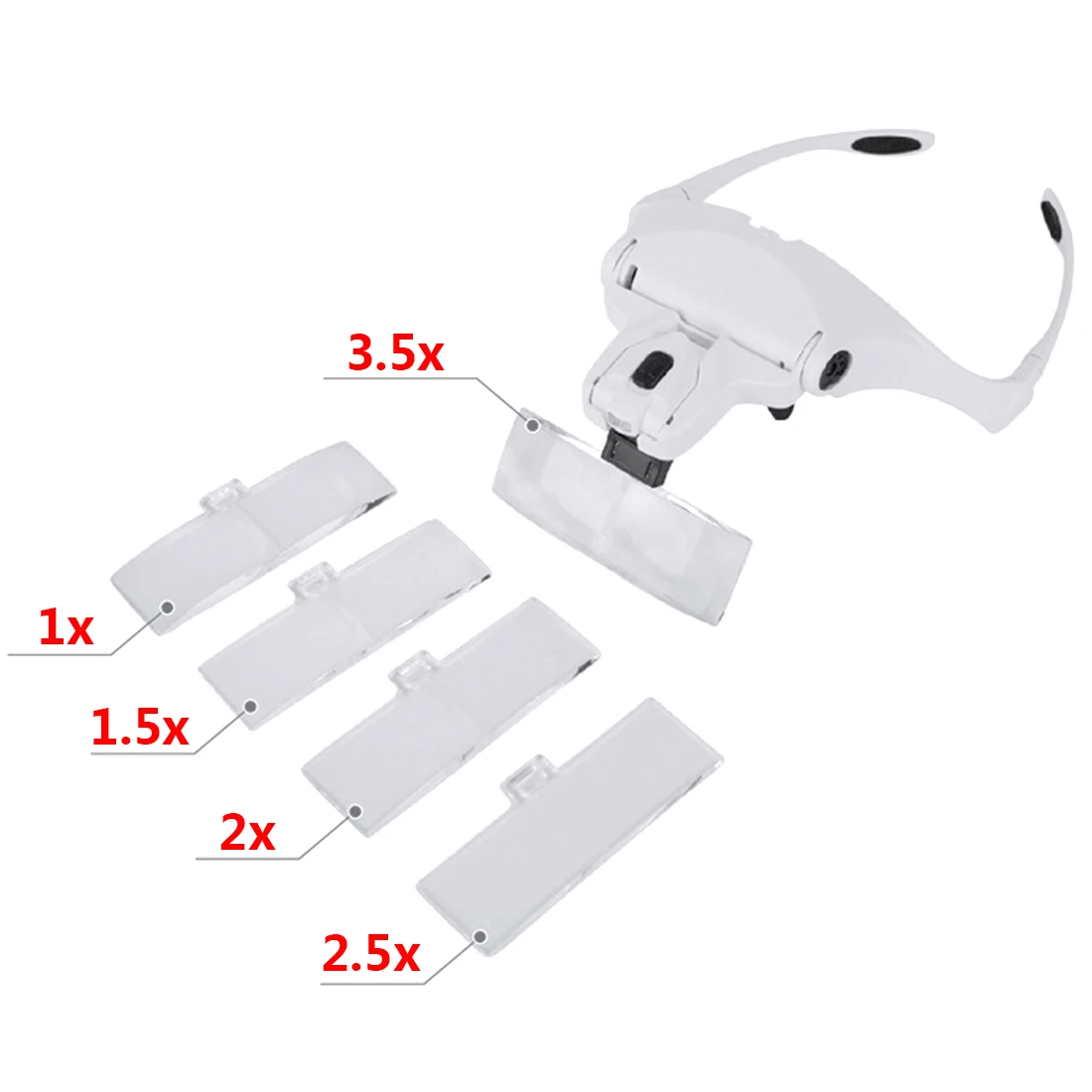 Очки с увеличительным стеклом для ювелира лупа 2 светодиодный ными линзами и