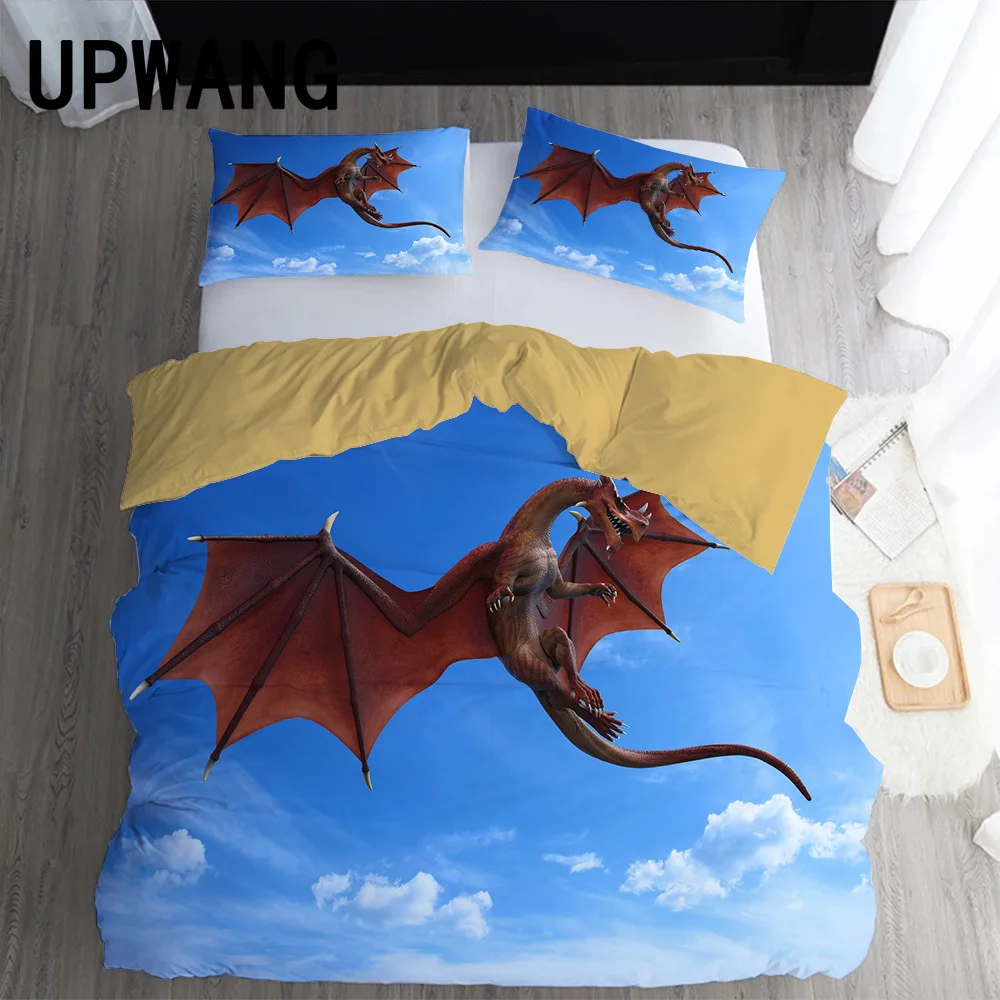 

UPWANG 3D комплект постельного белья с принтом дракона, пододеяльник/пододеяльник, набор постельного белья с наволочкой, набор домашнего текст...