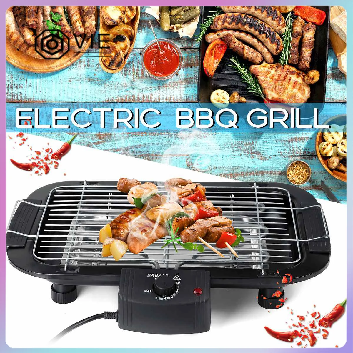 

AC220V Portable Smokeless Electric Pan Grill BBQ Stove Electric Griddle Barbecue 5 Temperature Mode for Home Outdoor Camping