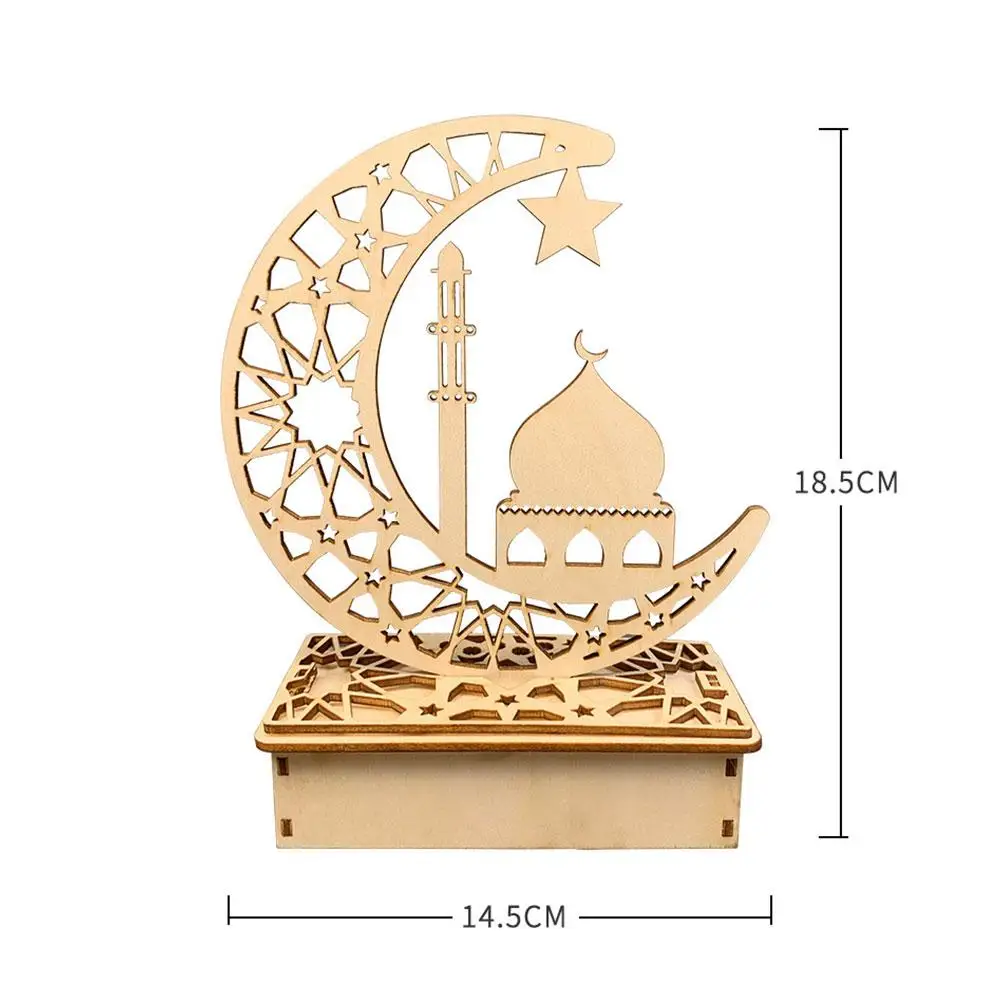 

Ramadan Decoration Crescent Ornament Muslim Eid Mubarak LED Ornament for Festival Celebration Home Decoration