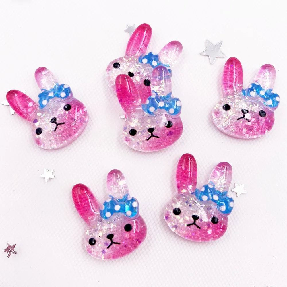 Блестящие смолы Kawaii Красочные Хрустальный кролик кабошоны для скрапбукинга DIY