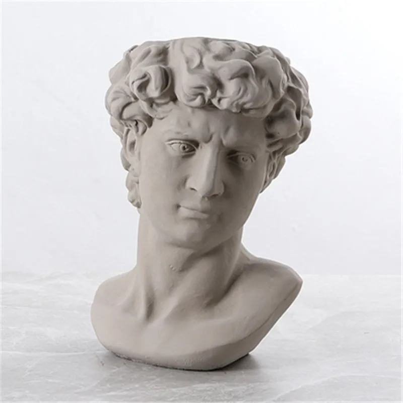 Michelangelo Buonarroti Давид головные портреты цементный цветочный горшок творческий Кофейня Цветочная композиция ваза с ораментами X2519