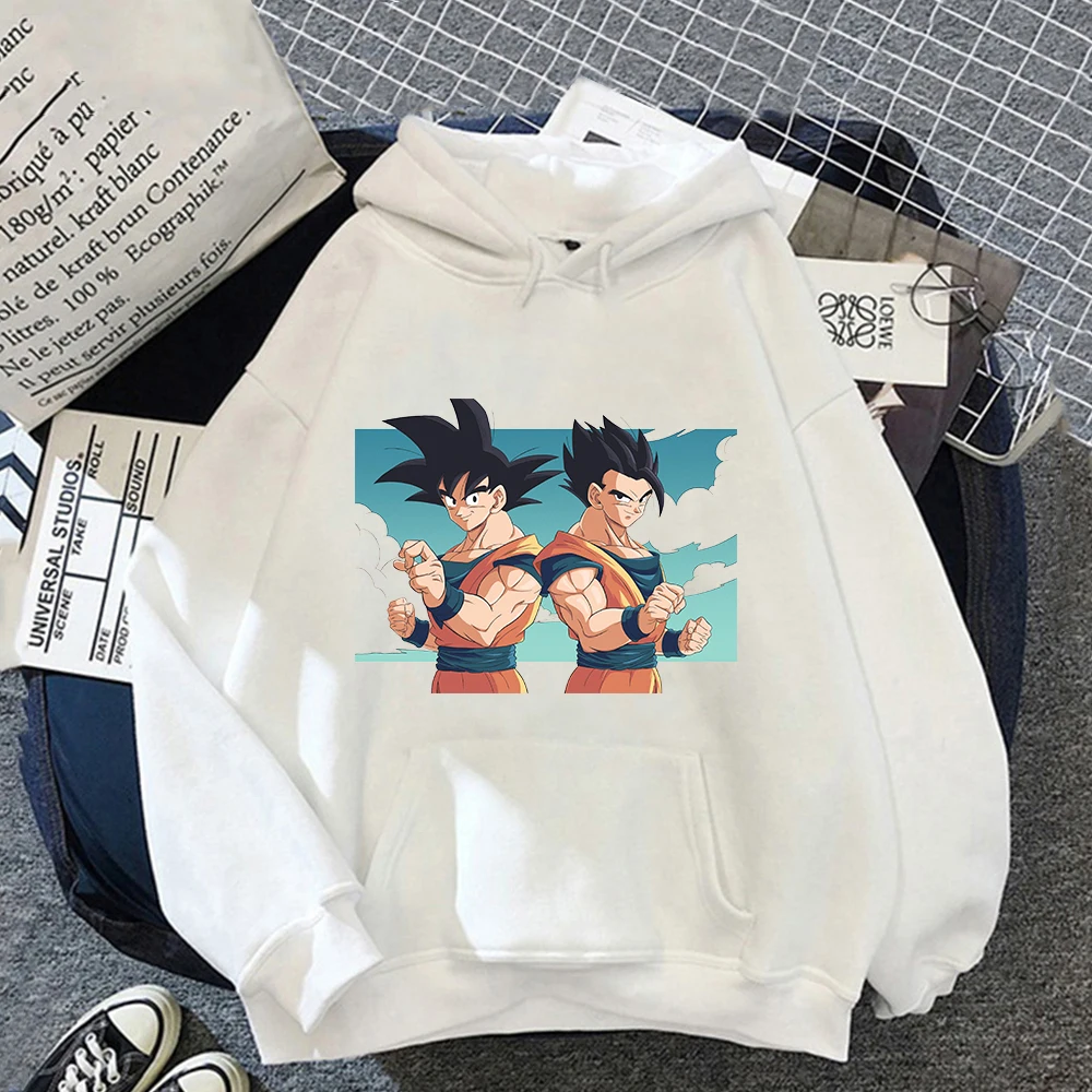 Свитшот мужской с капюшоном и принтом Драконий жемчуг Сон Гоку повседневная