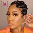 Бразильские короткие парики из человеческих волос, волнистые прически для черных женщин, парики машинной работы, Короткие парики Sayanna