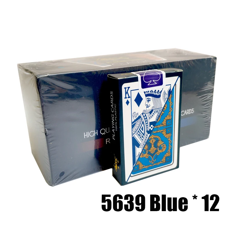 5639 Blue 12 Deck 1 коробка/12 колода качество водонепроницаемый ПВХ пластиковые игральные карты набор тренд покер классические фокусы белый покер карты коробка-Упакованные - Цвет: 5639 Blue 12 Deck