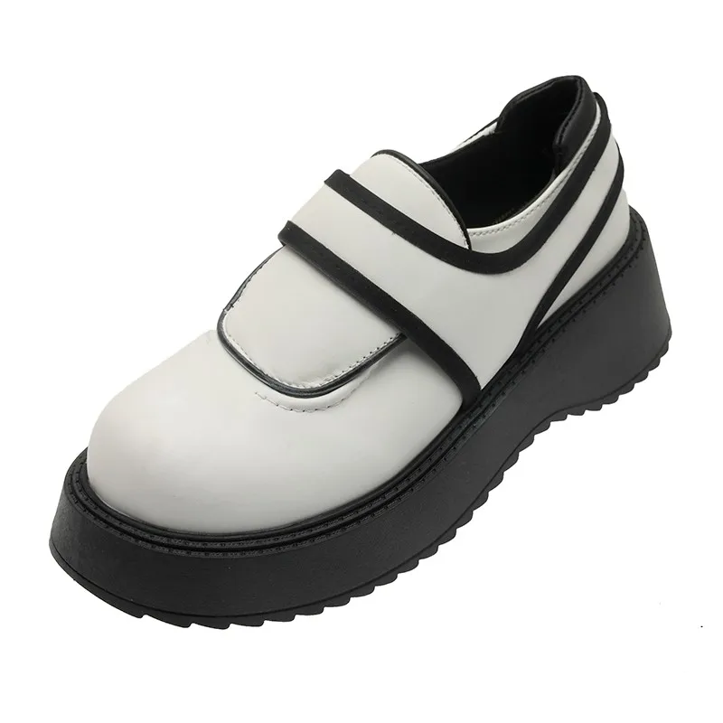 

Женские туфли на плоской платформе, повседневные кожаные туфли-слайды на платформе с круглым носком, лето 2021