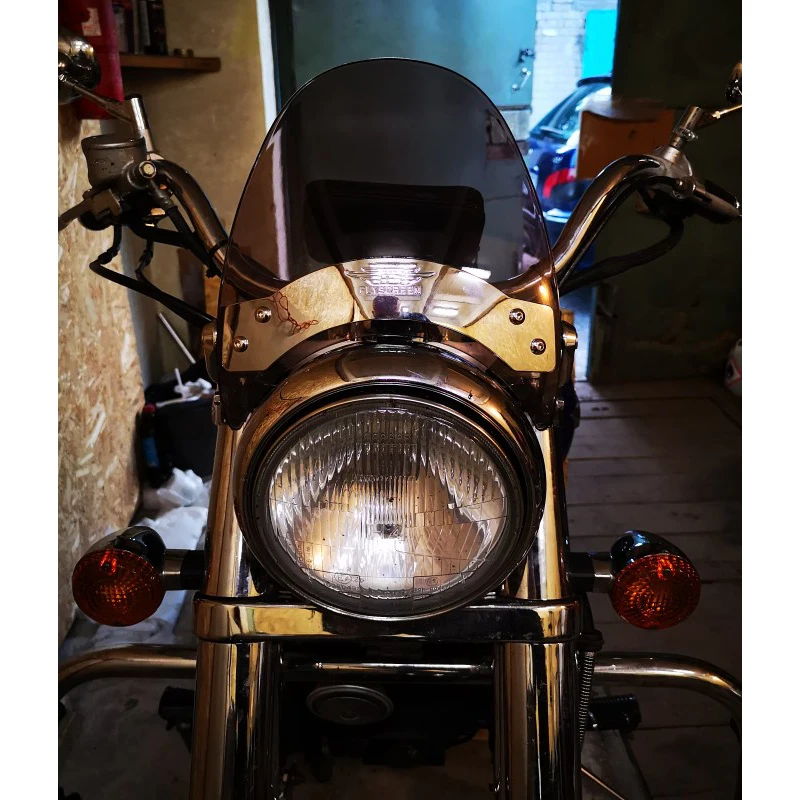Фото Лобовое стекло мотоцикла для Yamaha Virago 250 XV250 535 XV535 535S XV535S, верхняя вилка, крепление на трубку, лобовое стекло, козырек, дым №1