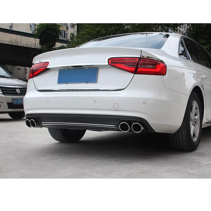 PP Диффузор губа на задний бампер Концевая выхлопная труба для Audi A4 B8 Стандартный