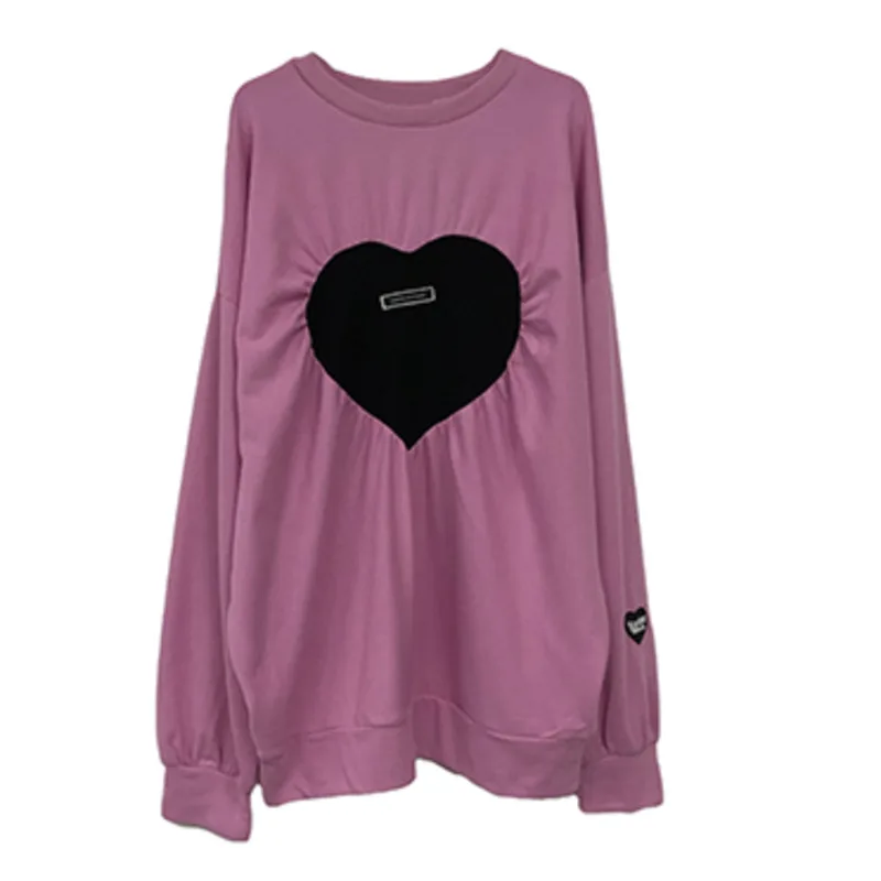 

IEFB Men's 2021 Autumn American Fashion Trends Sweatshirt Style T-shirt Love Embroidery Design High Street Sweet Cool Loose Tee