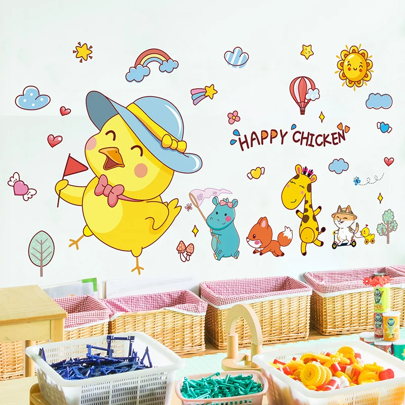 

DIY Self-adhesive Nursery Cartoon Animal Wall Stickers Kids Room Decor Mural Children Bedroom Wall Decoration 3D Wallstickers