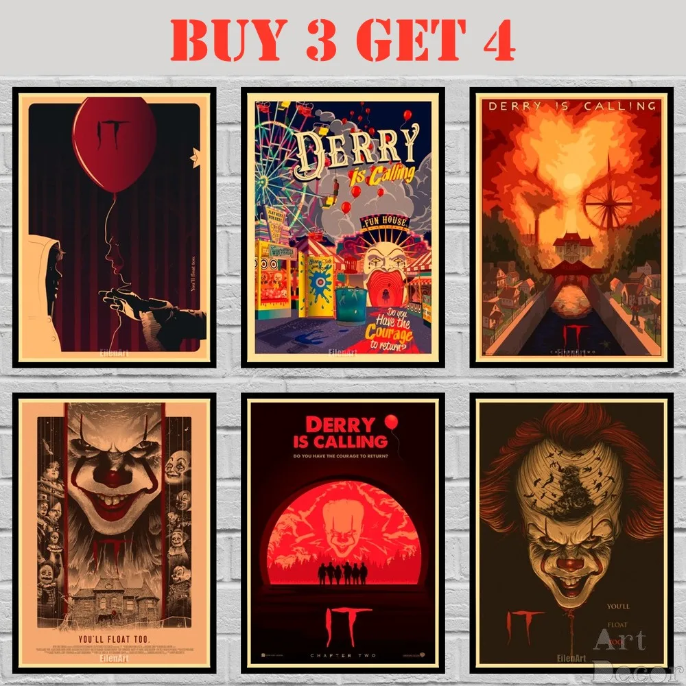 36 вариантов ужасной пленки постер из крафт бумаги Pennywise картина клоуна